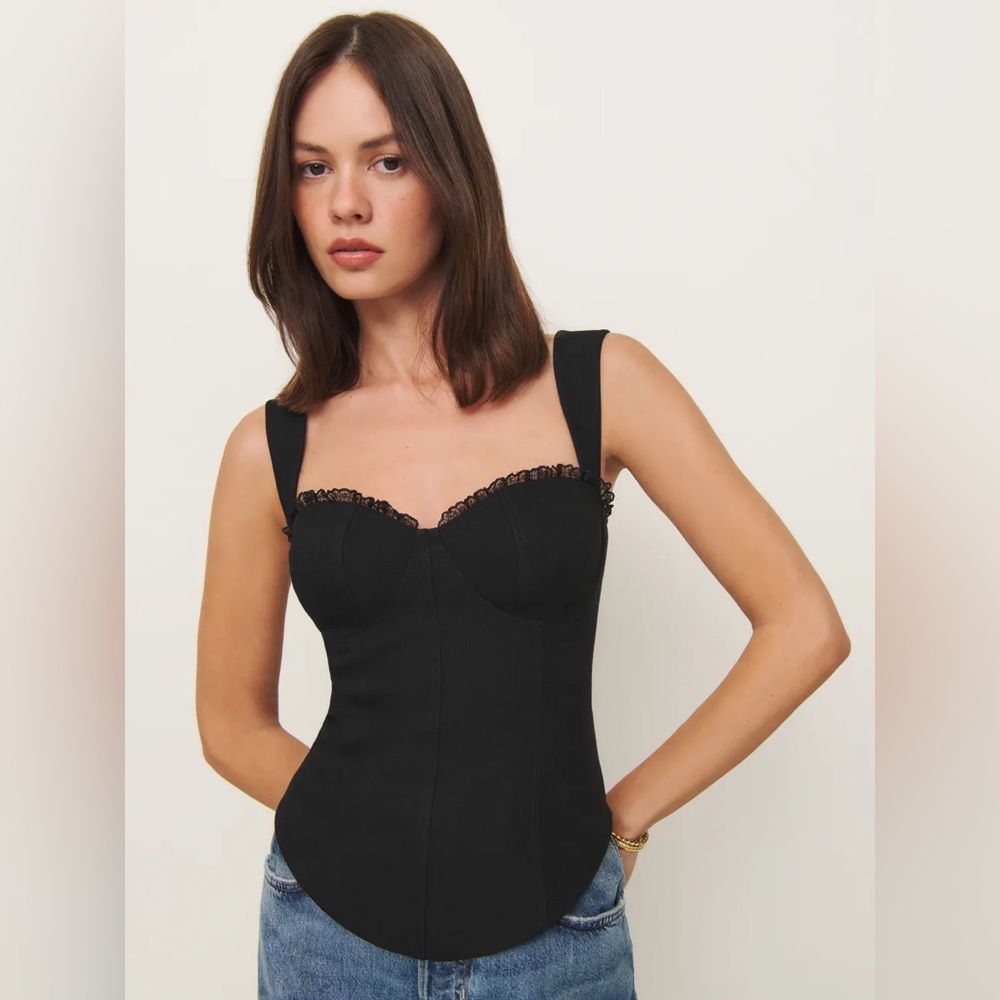 Reformation Black Corset Top